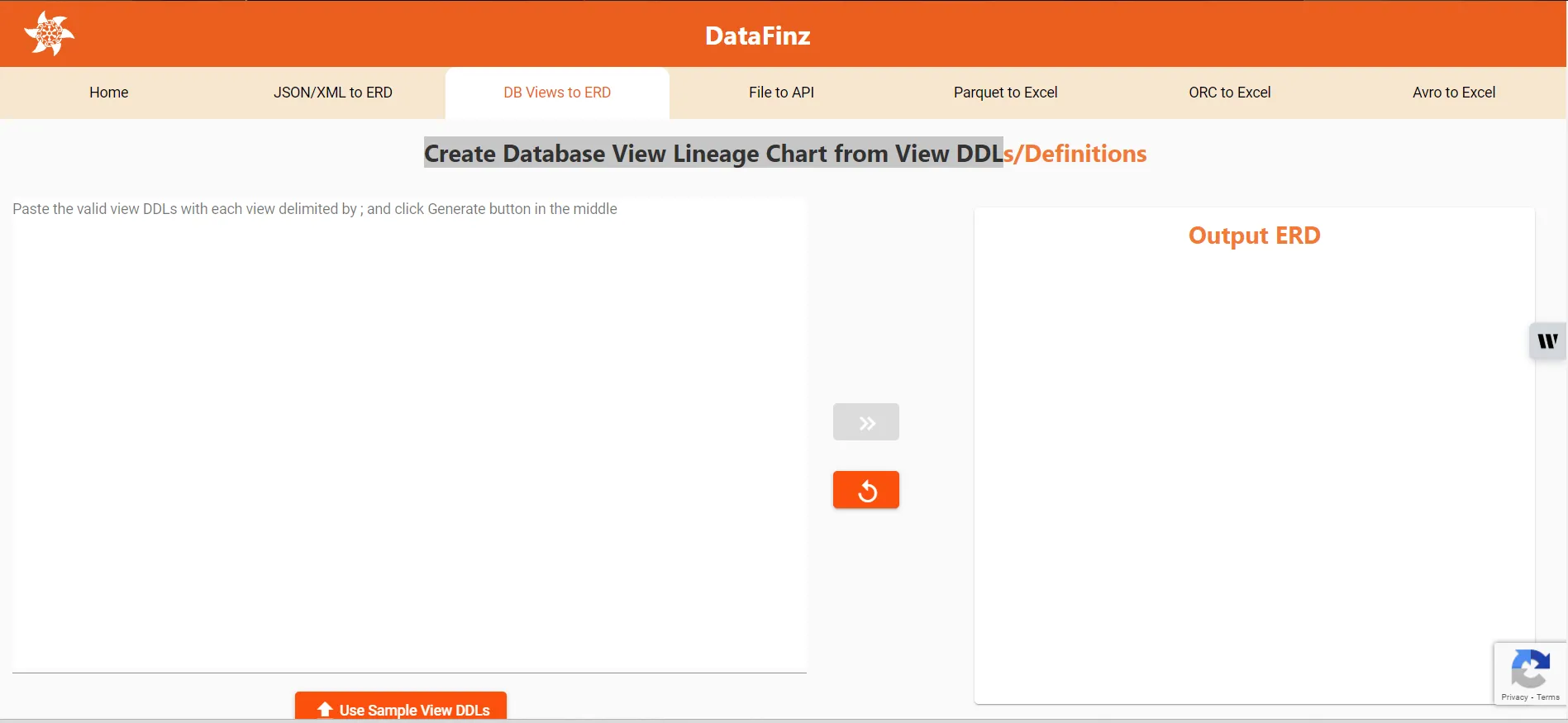 Database View to ERD Step 1 - Uploading View DDL