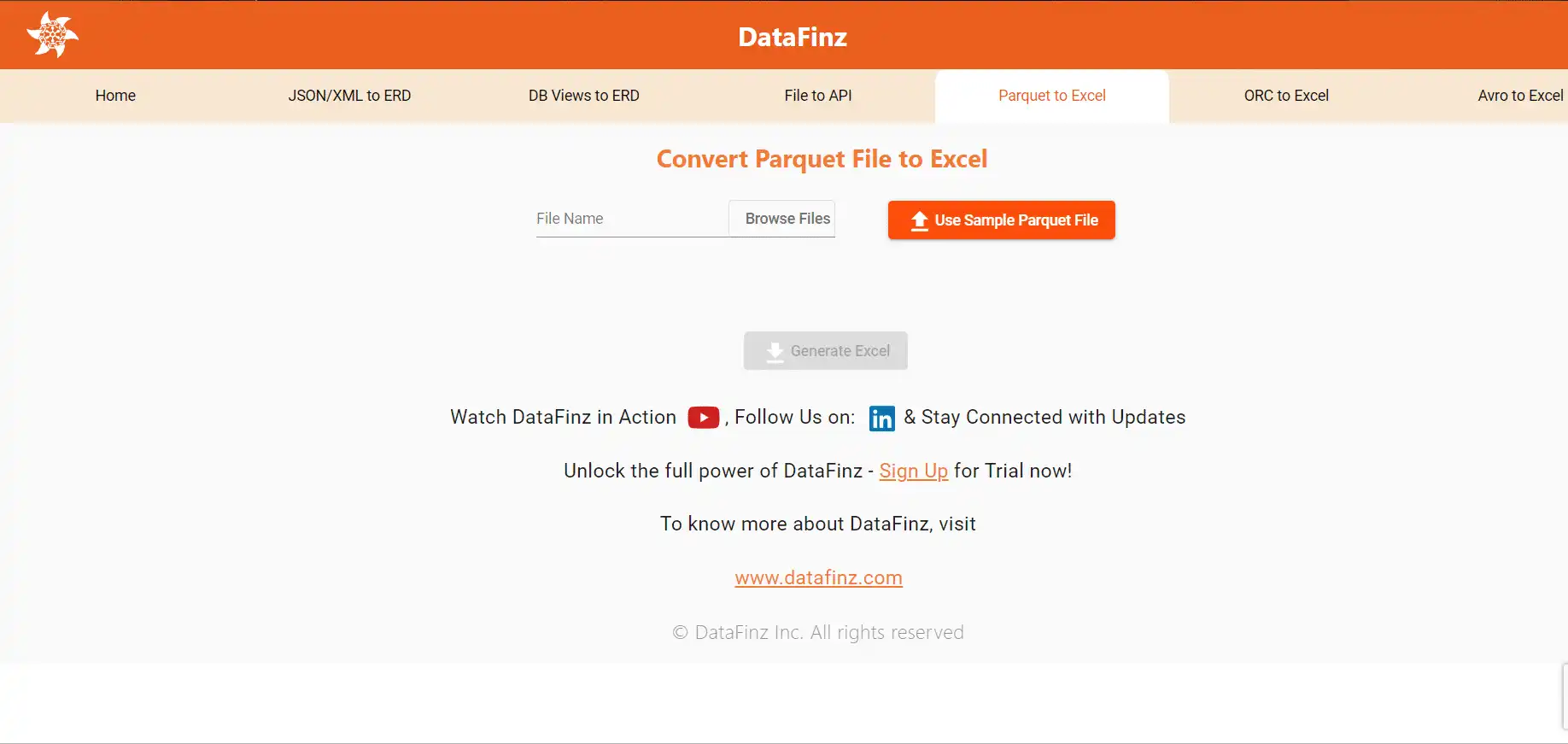 Parquet to Excel Conversion - Step 1: Upload Your Parquet File